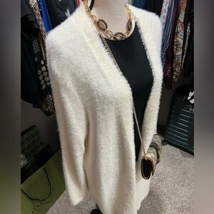 Banana Republic - furry white cardigan, size medium (like new).